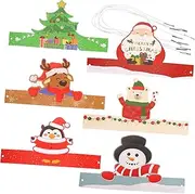 6pcs Christmas Paper Hats (6pcs) Christmas Headwear Social Photo Booth Frame Xmas Party Headwear Christmas Xmas Paper Hats Decors Christmas Tree Hat Christmas Themed Hats Xmas Hats