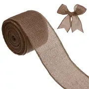 Burlap Ribbon, 2.5" x 10 Yards Burlap Wired Edge Ribbon [Coffee]