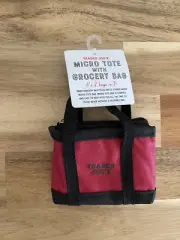 Trader Joes 2 BAGS IN 1 Red w/ Black Limited MICRO TOTE AND GROCERY BAG