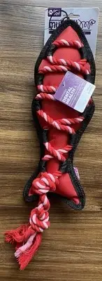 Multipet Cross Ropes Fish Red Dog Toy, 11.5 in