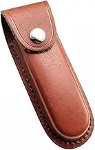DONGKER Pocket Knife Sheath, Folding Knife Case Leather Knife Holster W/Snap Closure Belt Loop for 5" Folding Pocket Knife(Without Knife)