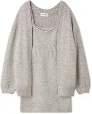 [Lily Brown] LWNO244073 Women's Knit Cardigan Set Mini Dress