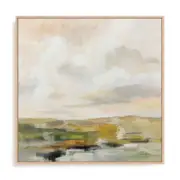 Artey | Sage Serenity Crop - Framed Canvas - Natural Frame - 84 x 84cm