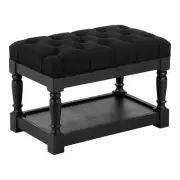 Homesphere Furniture 17" Farmhouse Solid Wood/Fabric Stool in Black