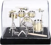 Gugxiom Mini Drum Set With Display Box and Base, Metal Kit, Miniature Musical Instrument, Drums for Gifts Families Friends