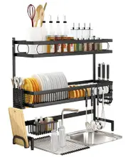 65cm 3 tier Over Single Sink Dish Drying Rack Drainer Kitchen Cutlery Holder Storage Organizer