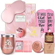 50th Birthday Gifts for Women, Happy Birthday Pamper Set Present Basket, Best 50 Years Old Pamper Gift Ideas for her, Best Friends, Sisters, Daughter at Thanksgiving/Christmas/Mother's/Valentines Day
