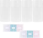 Empty Deodorant Containers with Cap (4-Pack) - 75ml. - Top Fill with Twist Mechanism - 10 Writable Stickers - Refillable Cosmetic Tubes for Lip Balm, Solid Fragrance, Soap etc. - (White)
