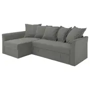 HOLMSUND corner sofa-bed, Borgunda dark grey
