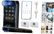 Keyless-Entry Keypad Fingerprint Smart Lock: Digital Door Lock with Code Black