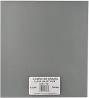 Grafix Computer Ink Jet Film – 8.5 x 11”, Clear, Pack of 50 – Printable Film for Creating Custom Overlays, Journals, Window Effects, Stickers, Photos, Jewelry and More, Ink Jet Printers Only