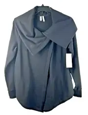NWT Zella black casual open jacket size L coat, shawl collar, thumbhole, pockets