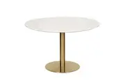Raimon Furniture Elskar Round Dining Table With Marble Effect 120cm - Gold Metal Frame - White Agaria