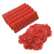 1-100 Cattle Number Ear Tag 5x2cm Set - Mini Red Cow Sheep Pig Livestock Label