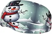 [CADREWY] Christmas Snowman Print Stylish Sports Sweatband Stretchy Breathable and Moisture Wicking Headband for Gym