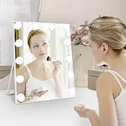 Haniyoo Dressing Table Mirror with 12 LEDs, 3 Colour Temperatures, Touch Screen, Intelligent Memory Function, Hollywood Mirror for Table, White