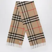 [Burberry] Cashmere scarf with Check motif One size Beige