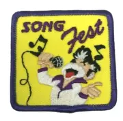 PATCH GSA Girl Scouts Song Fest Singing Dog Microphone Musical Notes Purple