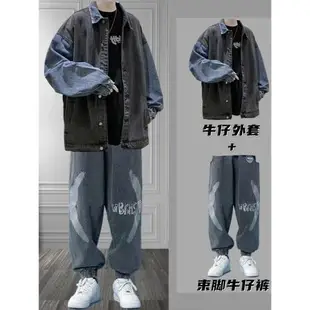 潮牌外套男裝帥氣衣服牛仔夾克