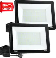 2 Pack 200W LED Flood Light Outdoor 6500K White Security Yard Garden