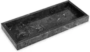 Marble Bathroom Vanity Tray, Natural Luxury Vanity Home Kitchen Bathroom Table Tray, Stone Decorative Countertop Dresser Trays for Key Coffee Perfume Jewelry Makeup (Black, 12"x 5" x1.2")