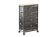 Mesh Cabinet Storage Organizer with Pull-Out Basket 4/5-Tier W/Swivel Wheel Shelf Rolling Trolley Cart