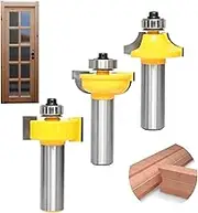 Akylin 3Pcs Glass Door Making Bits Set,1/2" Shank,Cutting Height 1/2", Round-Over Bead Edge Router Bits Window Door Cutter for Wood Door Routing