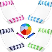 WOTOW 4 Pack Inflatable Pool Float Hammock Set for Adults, 4-in-1 Water Hammock Pool Float with Air Pump, Multi Purpose Swimming Pool Accessories (Saddle, Lounge Chair, Hammock, Drifter)
