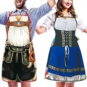 Couples 2PCS Oktoberfest Apron Oktoberfest Party Couple German Dirndl with Adjustable Tying Ropes Cooking Gardening BBQ Baking Funny Costumes Munich Wiesn Hall