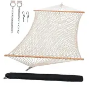 Hammocks Traditional Rope Double Hammock with Hardwood Spreader Bar and