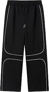 [JEShifangjiusu] Men's Y2K Contrast Piping Drawstring Sweatpants Baggy Pants with Luminescent Strip Fashion Cargo Pants