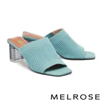 在飛比找momo購物網優惠-【MELROSE】美樂斯 簡約美學飛織布方頭高跟拖鞋(藍)