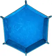 Toyvian Hexagon Dice Tray in Pu Leather Compact Storage Box for Dice Keys Small Items Smooth Closing