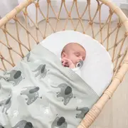 Living Textiles - Baby Blanket - 100% Cotton Whimsical Elephant