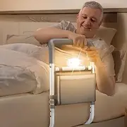 ADERI Adjustable Bed Rails for Elderly Adults Safety with Night Light & Bag, Bed Assist Rails for Seniors with Sturdy Double Crossbar Protects Seniors from Falling, FSA/HSA Eligible, Tool-Free