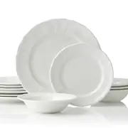 Noritake Baroque White 12pce Dinner Setting for 4