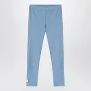 [Douuod] Light blue shiny nylon-blend leggings 10 Y Blue