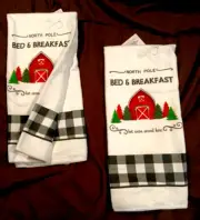 Christmas House "NORTH POLE BED & BREAKFAST" set 2 Towel, Potholders & Oven Mitt
