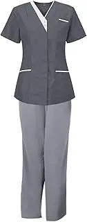 [Tadill] Women Scrubs Sets, Nursing Uniforms Top Jogger Pants, Nurse Costume for Massaging Cosmetology, Gray
