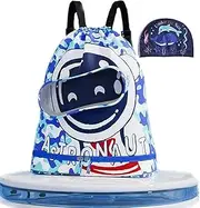 Children's swimming backpack, drawstring children's swimming bag, beach bag, sports fitness bag, dry and wet separation, suitable for children, men, women.