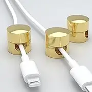 Gun Metal Cord Holder,Cable Anchors for Cable, Premium Aluminum Wire Organizer, Adhesive Screw 2-in-1 Cord Wall Clips, Charger Cable Management Clip, Stylish, Sturdy, Practical | (3 Pcs) (Gold)