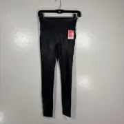 Spanx Faux Leather Leggings Womens Small Shapewear Black Pull On NEW