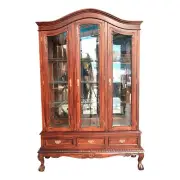 Solid Mahogany Large Chippendale 3 doors Display Cabinet Reproduction