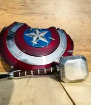 Captain America Broken Damage Shield &Thor Mjolnir Hammer Set of 2 For Best Gift