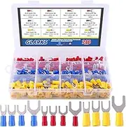 Glarks 240pcs 22-16/16-14/12-10 Gauge Fork Spade Quick Splice Crimp Terminals Connectors Assortment Kit