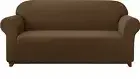 Subrtex Stretch 1-Piece Textured Grid Slipcover Sofa Cover, Coffee