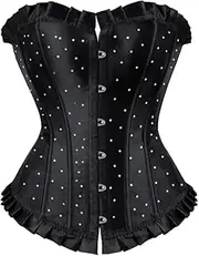 [OFFSUM] Women's Sexy Corset - Satin Ruffles Summer Solid Color Top Large Size Sexy Adjustable Strapless Backless Clubwear Single Breasted Lingerie