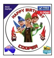 Sherlock Gnomes EDIBLE Rice Paper BIRTHDAY CAKE TOPPER IMAGE 19cm round