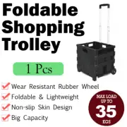 Portable Pack & Roll Grocery Basket Foldable Shopping Cart Trolley Folding Crate