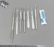 7 Assorted Scalpel Handles #3 #4+100 Sterile Surgical Blades (#10-15) (#20-24)
